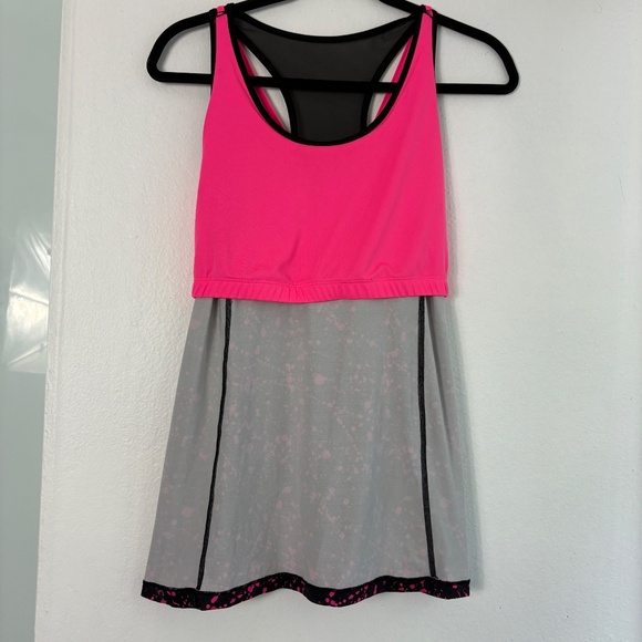 Danskin Now Tank Top Shelf Bra Splatter Print Black Pink Racerback XL Dri-More - Picture 6 of 7